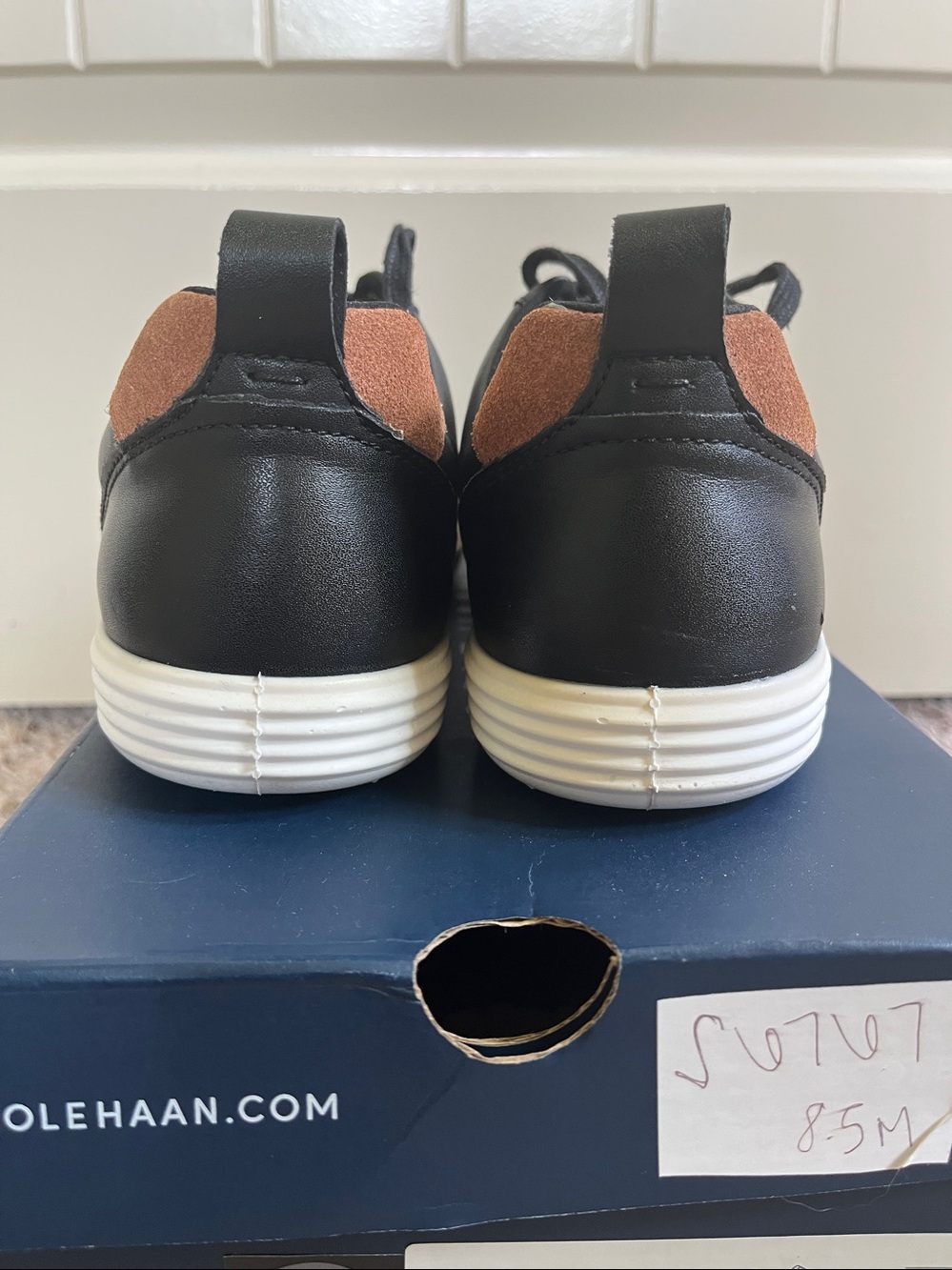 Cole Haan Black Grand Crosscourt Leather Low-Top Sneakers mens 8.5 - Picture 5 of 9